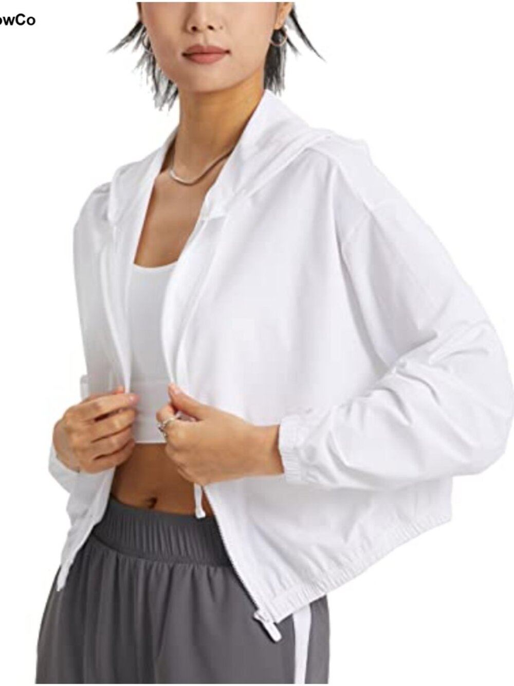 UPF 50+ Cropped Zip Up Hoodie Sun Protection Jacket